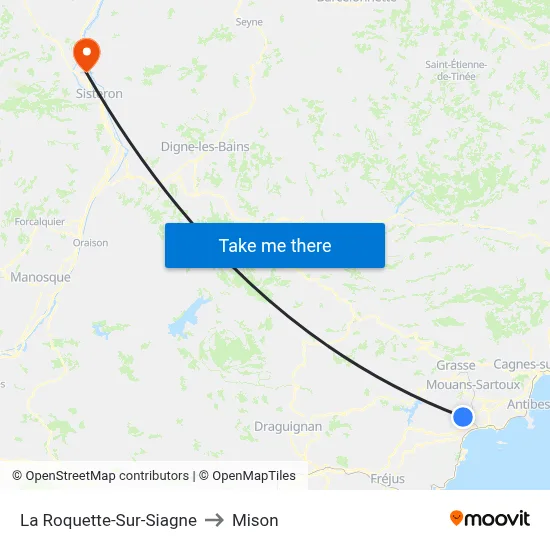 La Roquette-Sur-Siagne to Mison map