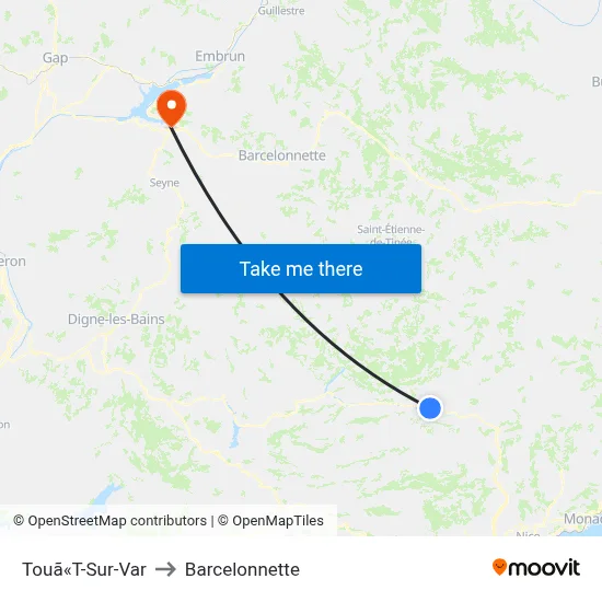 Touã«T-Sur-Var to Barcelonnette map