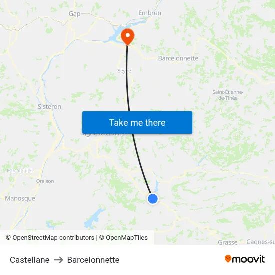 Castellane to Barcelonnette map