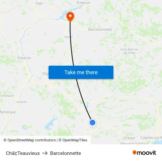 Chã¢Teauvieux to Barcelonnette map
