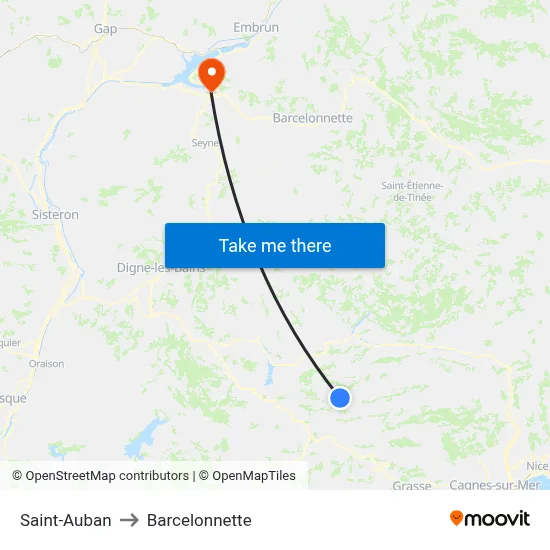 Saint-Auban to Barcelonnette map