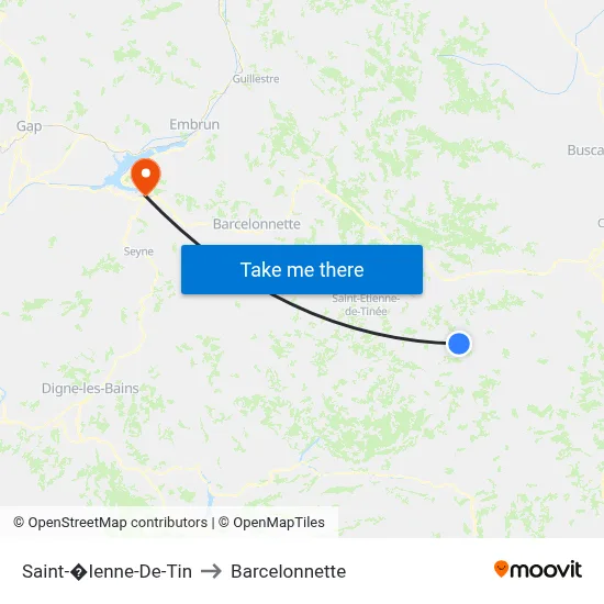 Saint-�Ienne-De-Tin to Barcelonnette map