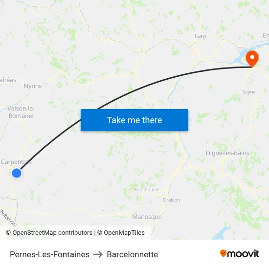 Pernes-Les-Fontaines to Barcelonnette map