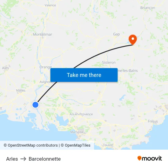 Arles to Barcelonnette map