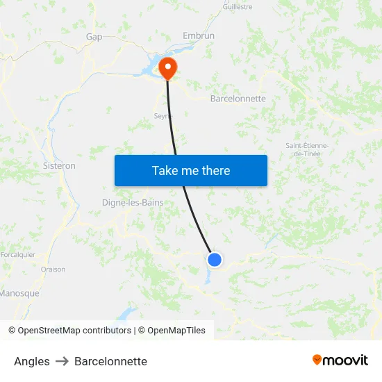Angles to Barcelonnette map