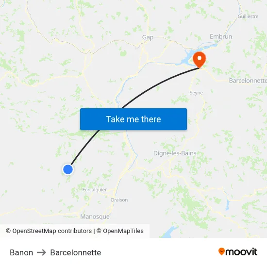 Banon to Barcelonnette map
