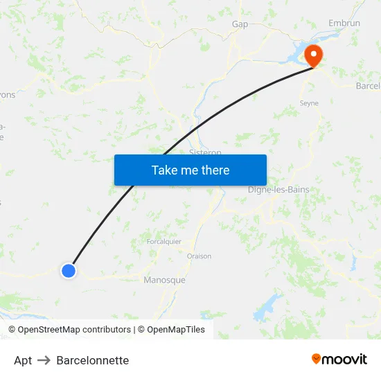 Apt to Barcelonnette map
