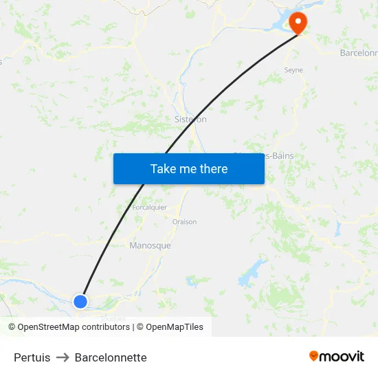 Pertuis to Barcelonnette map