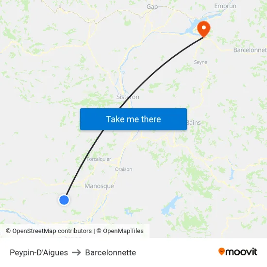 Peypin-D'Aigues to Barcelonnette map