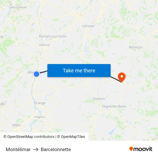 Montélimar to Barcelonnette map