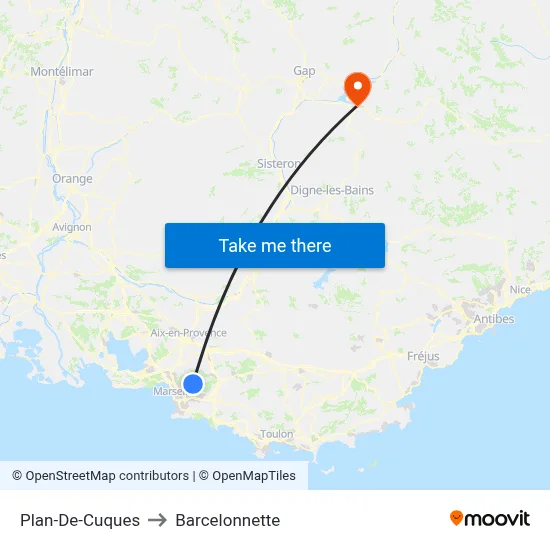 Plan-De-Cuques to Barcelonnette map