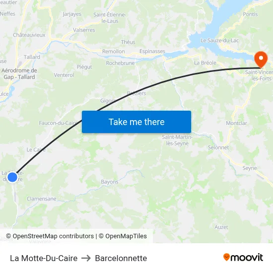 La Motte-Du-Caire to Barcelonnette map