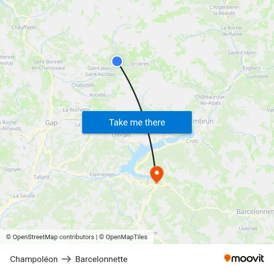 Champoléon to Barcelonnette map