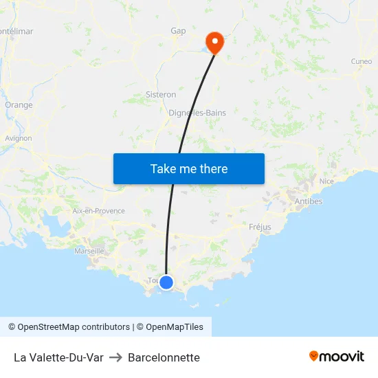 La Valette-Du-Var to Barcelonnette map