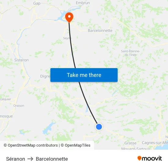Séranon to Barcelonnette map