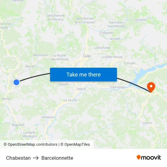 Chabestan to Barcelonnette map