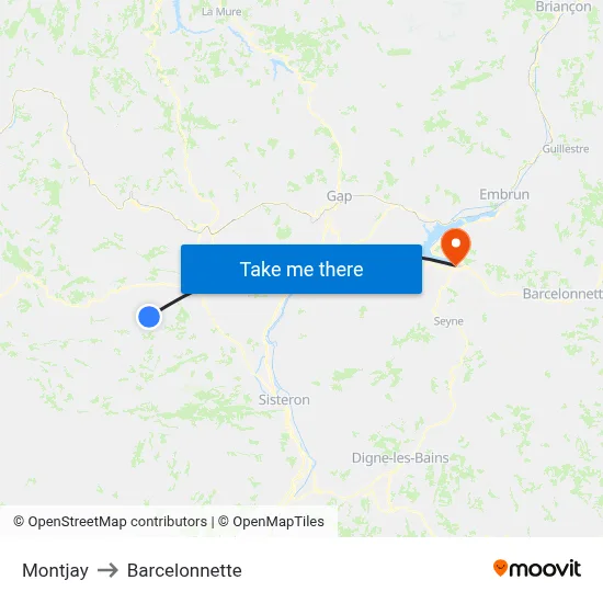 Montjay to Barcelonnette map