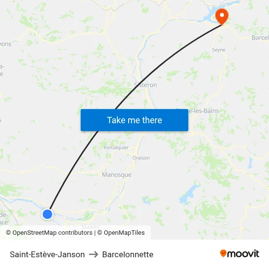 Saint-Estève-Janson to Barcelonnette map