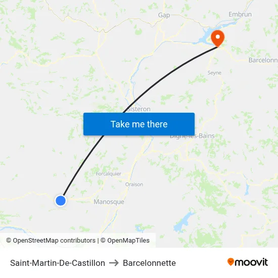 Saint-Martin-De-Castillon to Barcelonnette map