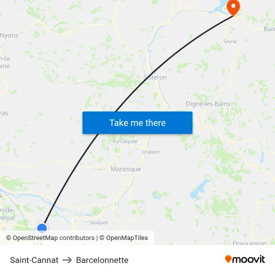 Saint-Cannat to Barcelonnette map