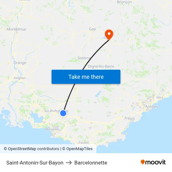 Saint-Antonin-Sur-Bayon to Barcelonnette map
