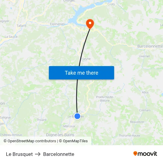 Le Brusquet to Barcelonnette map