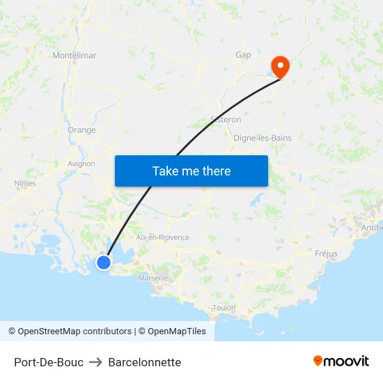 Port-De-Bouc to Barcelonnette map