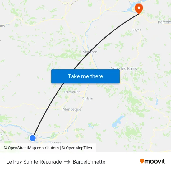 Le Puy-Sainte-Réparade to Barcelonnette map