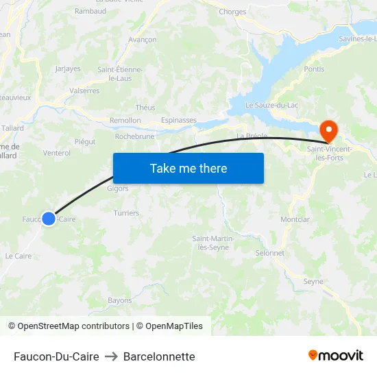 Faucon-Du-Caire to Barcelonnette map
