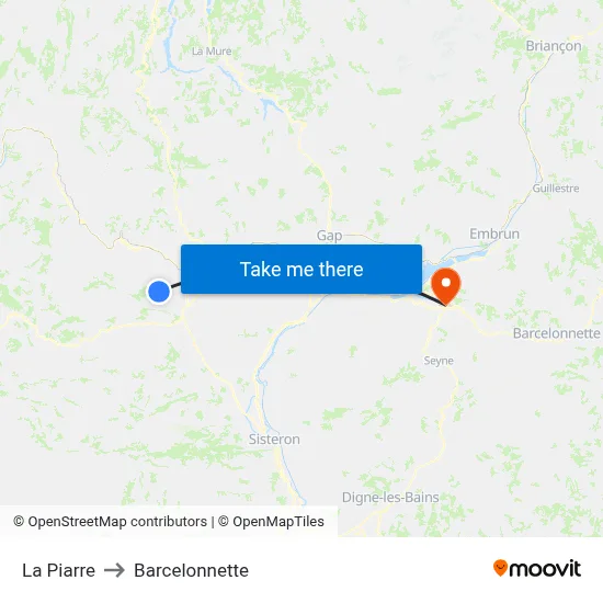 La Piarre to Barcelonnette map