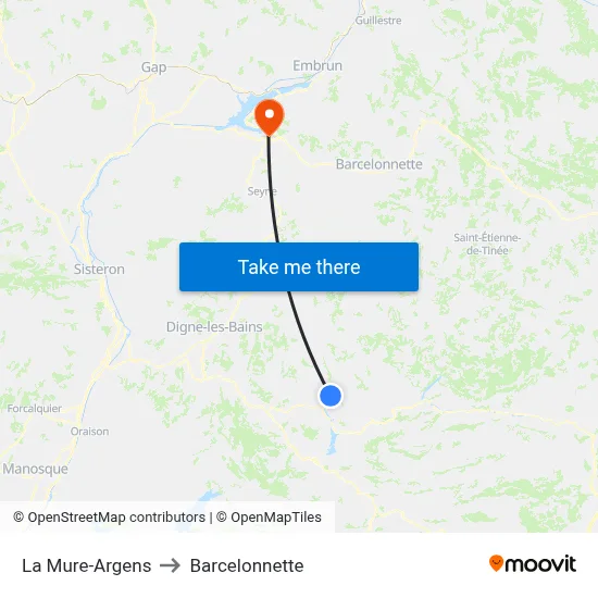 La Mure-Argens to Barcelonnette map