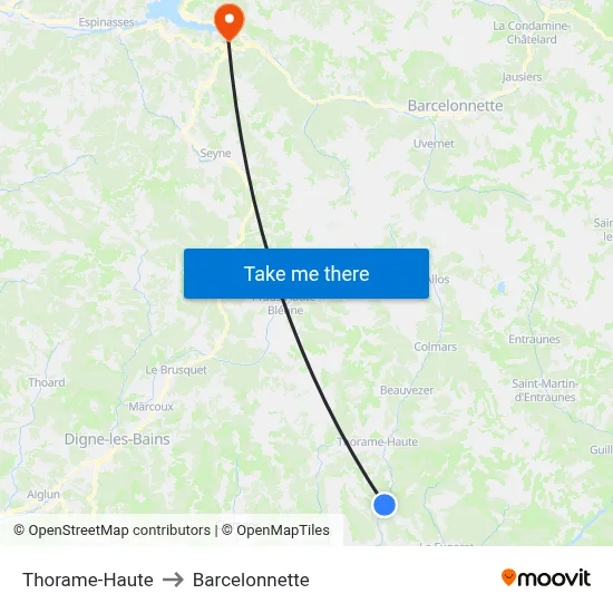 Thorame-Haute to Barcelonnette map