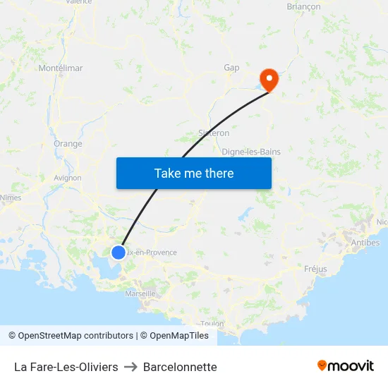 La Fare-Les-Oliviers to Barcelonnette map