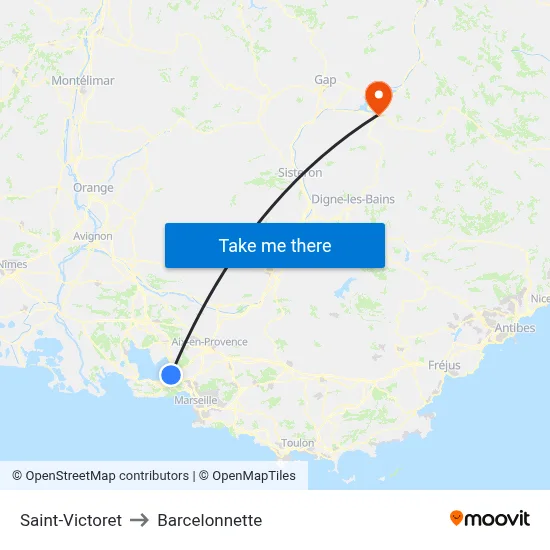 Saint-Victoret to Barcelonnette map