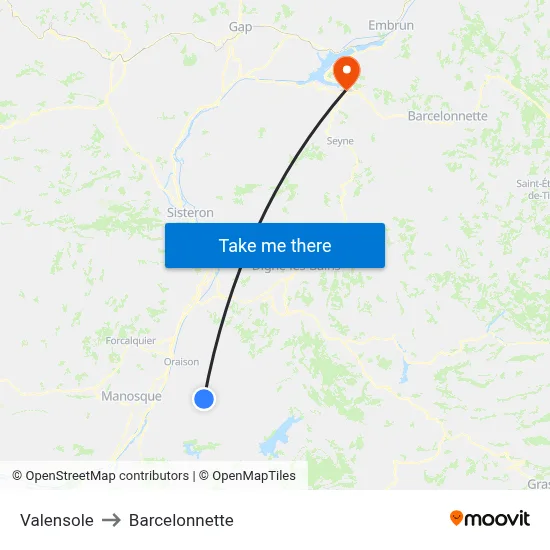 Valensole to Barcelonnette map