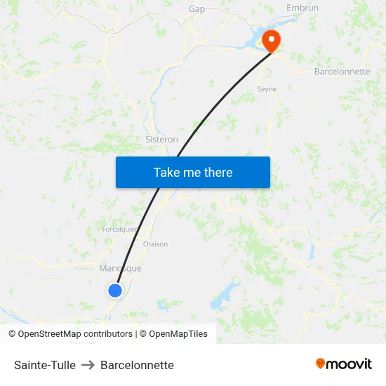 Sainte-Tulle to Barcelonnette map