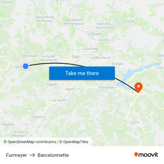 Furmeyer to Barcelonnette map