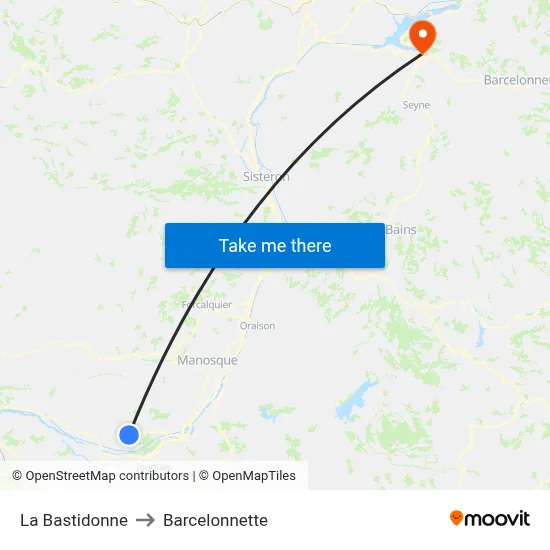 La Bastidonne to Barcelonnette map