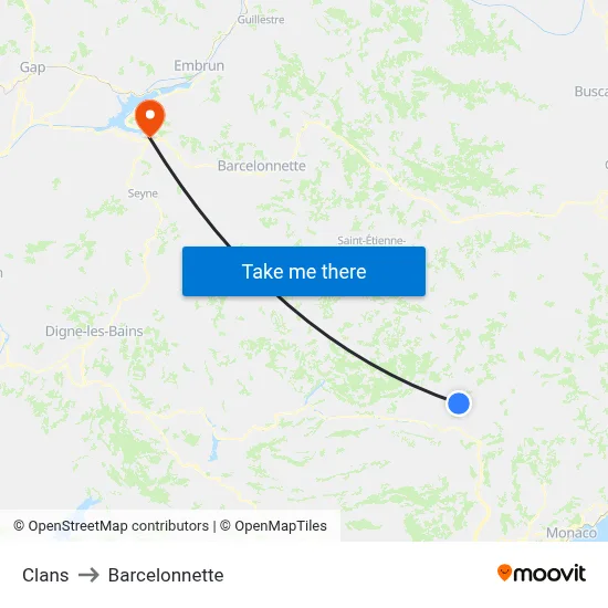 Clans to Barcelonnette map