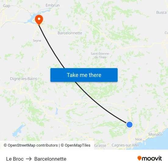 Le Broc to Barcelonnette map