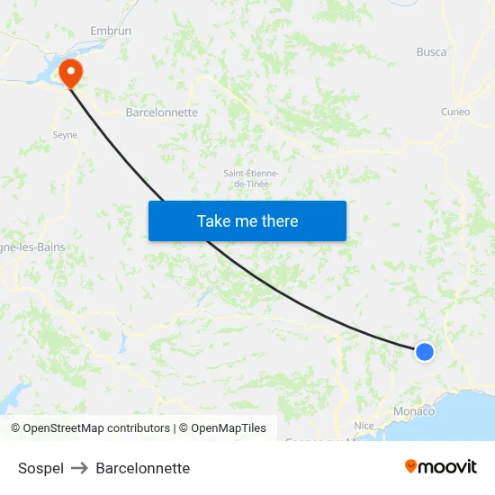 Sospel to Barcelonnette map