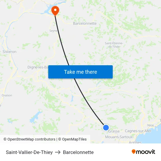Saint-Vallier-De-Thiey to Barcelonnette map