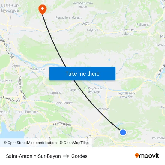 Saint-Antonin-Sur-Bayon to Gordes map