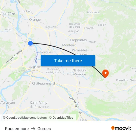 Roquemaure to Gordes map