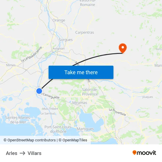 Arles to Villars map