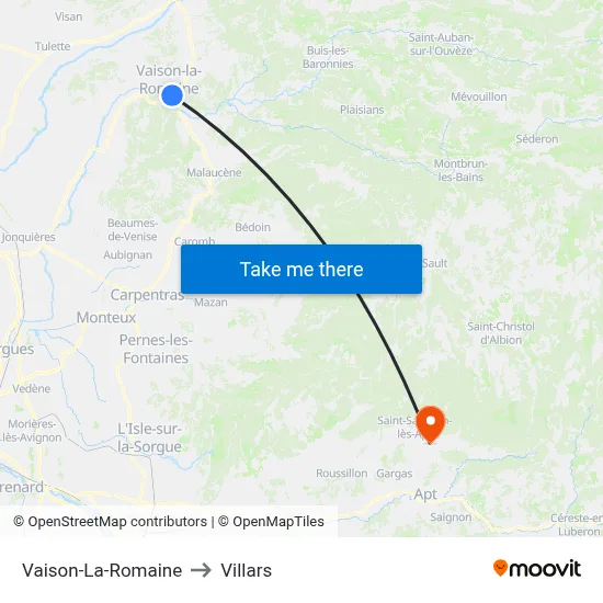 Vaison-La-Romaine to Villars map