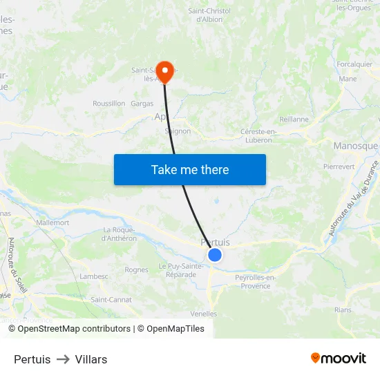 Pertuis to Villars map