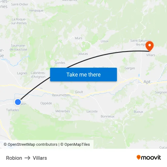 Robion to Villars map