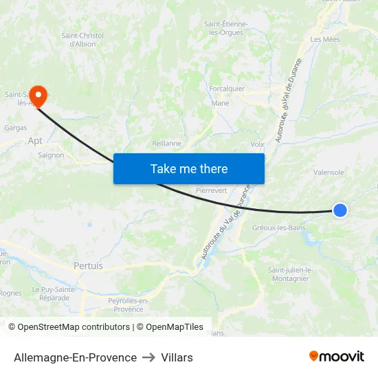Allemagne-En-Provence to Villars map