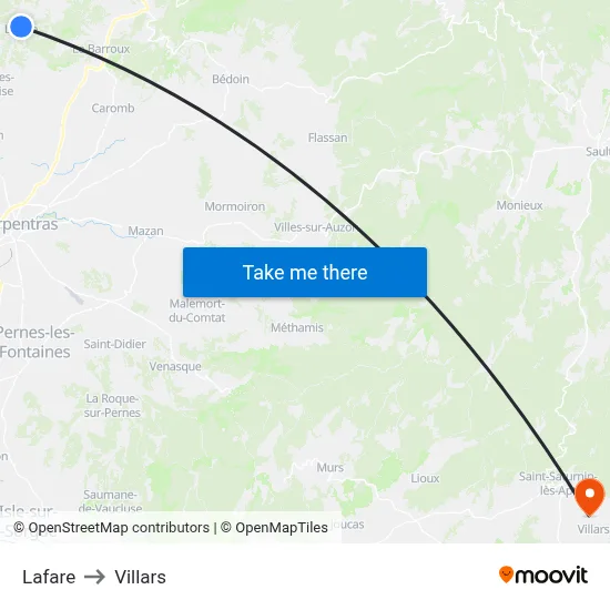 Lafare to Villars map